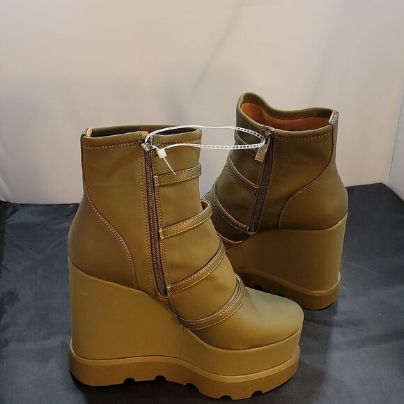 BRAND NEW JESSICA SIMPSON CHAELA HEEL BOOTS BUCKLE VAMP STRAPS WEDGE BOOT - Picture 9 of 16